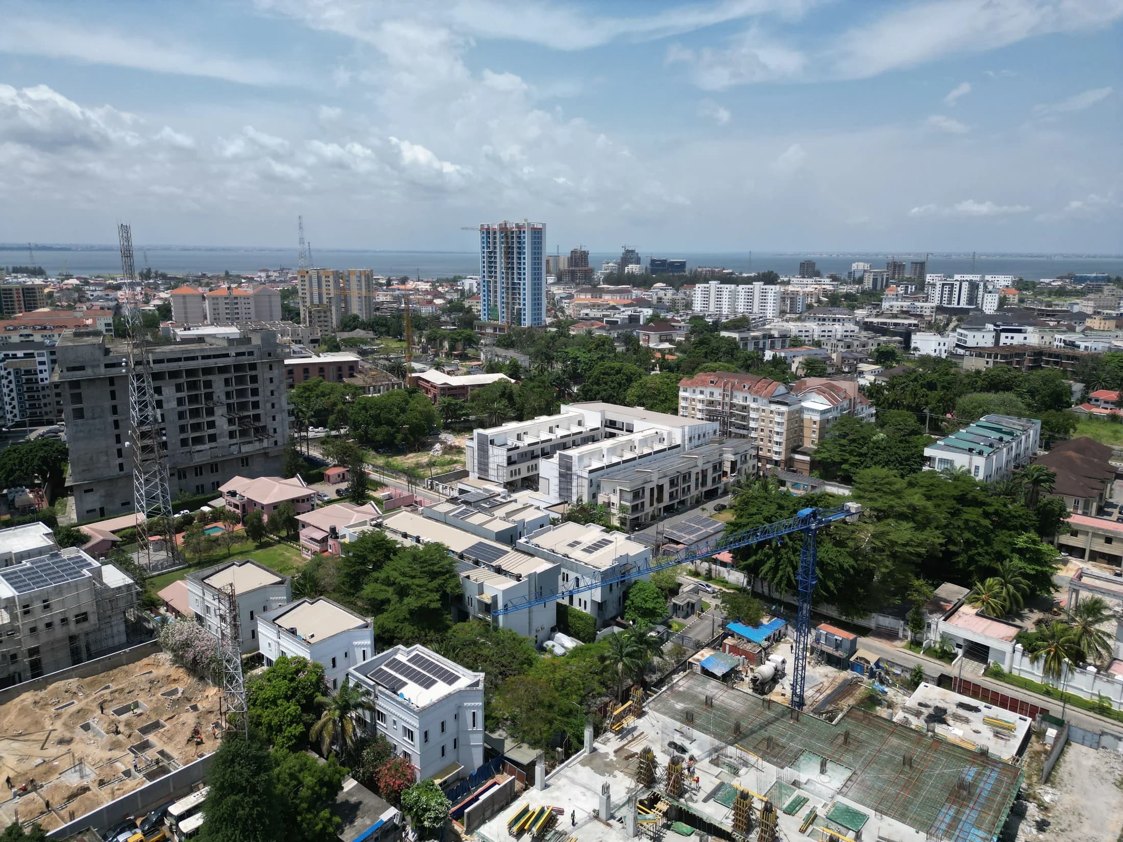 Lagos, Nigeria, seen above its neighbourhoods and coastline